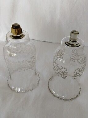 Homco Clear Glass Cloche Set with Silver Filigree